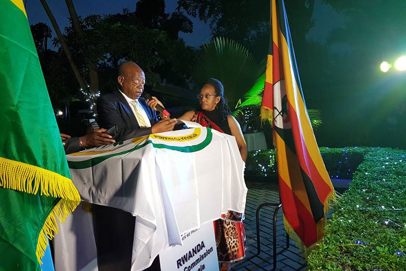 Uganda's State Minister for regional cooperation Philemon Mateke speaks at the event. / Courtesy