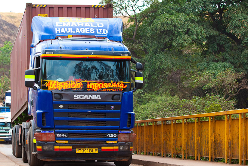 A truck carrying goods crosses at Rusumo border from Tanzania to Rwanda in 2013. / File