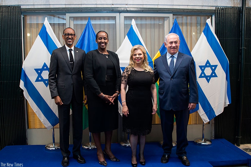 President Kagame and First Lady Mrs Jeannette Kagame are welcomed to Tel Aviv by Israeli Prime Minister Benjamin Netanyahu and Mrs Netanyahu yesterday. The President extended an in....