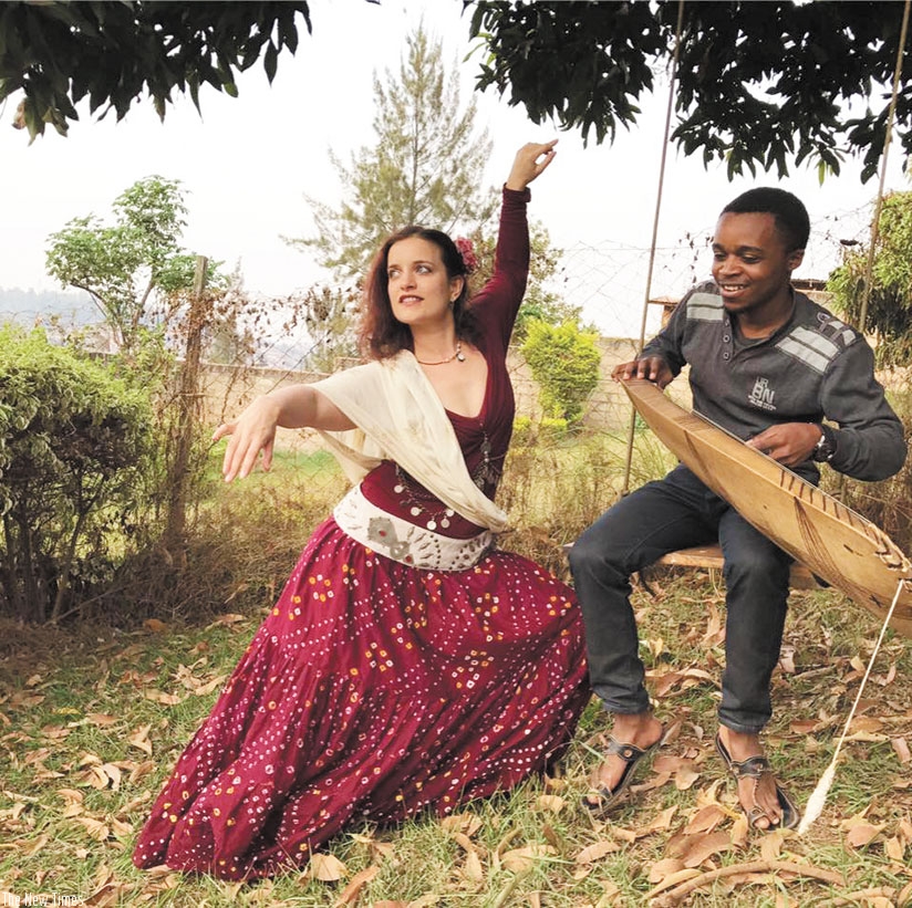 Belgian acclaimed contemporary dancer Hilde Cannoodt in rehearsals for her collaboration with local singer Deo Munyakazi. Courtesy.