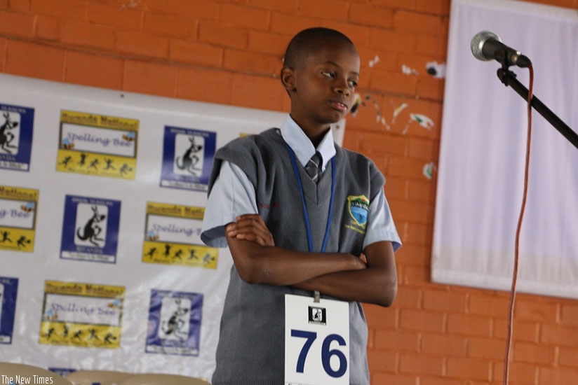 The overall winner, Abdulkarim Mugisha, answers questions during the competition. (Francis Byaruhanga)