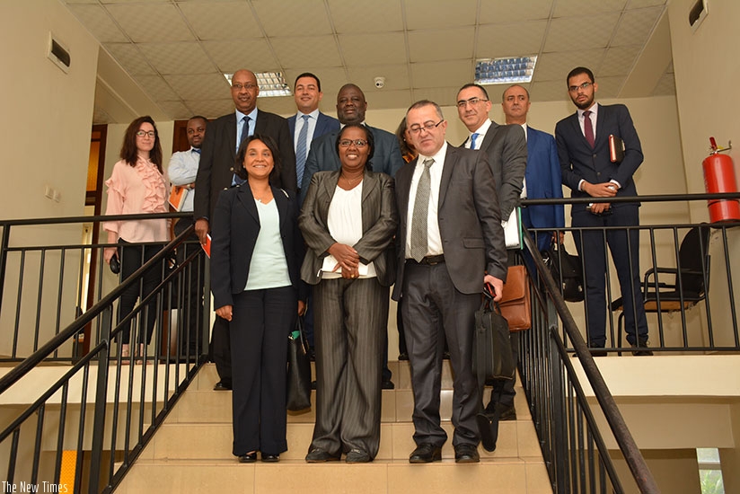  L-R - Front row Secretary of state to Moroccou2019s Ministry of foreign affairs and international cooperation, Mounia Boucetta , Agriculture Minister, Gerardine Mukeshimana and Amba....