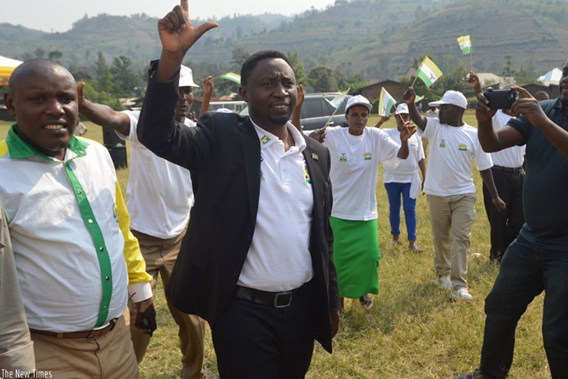 Dr Habineza with supporters at his first campaign in Rusizi. Jean du2019Amour Mbonyinshuti. 