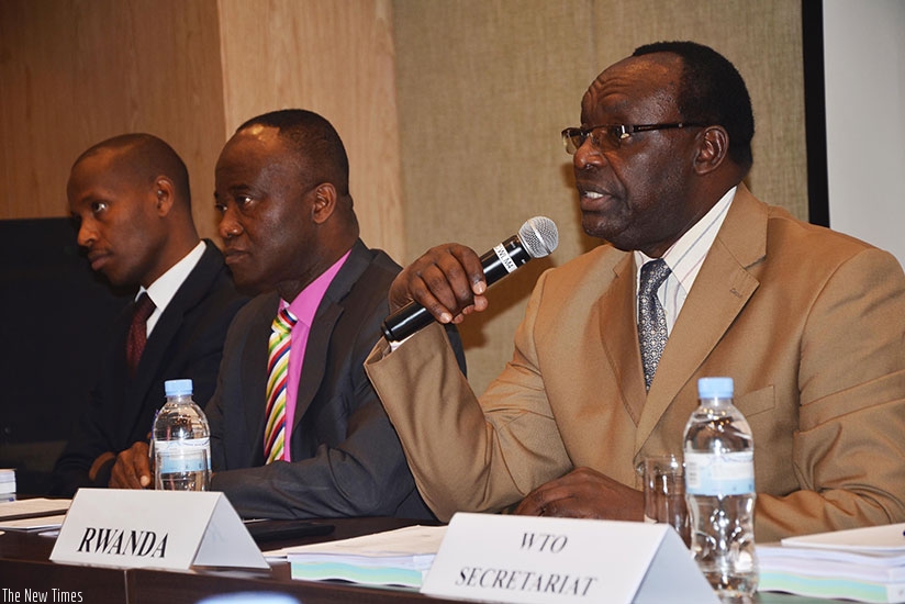 Minister Kanimba speaks during the meeting in Kigali, yesterday. Sam Ngendahimana.