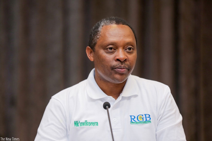 Prof. Shyaka speaks at the event.  Olivia Muragijimana. 