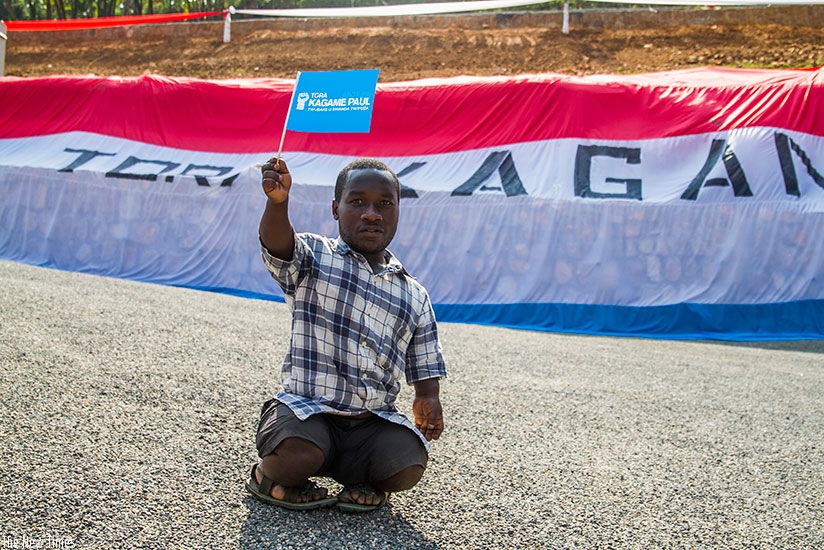 A disabled RPF supporter at the rally in Ngororero District yesteday. Courtesy.