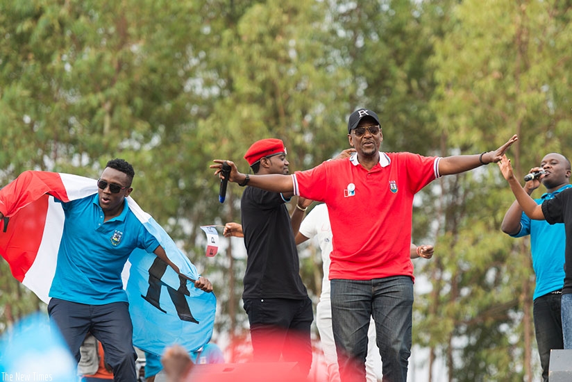 Artistes perform during an RPF rally.  Net photos