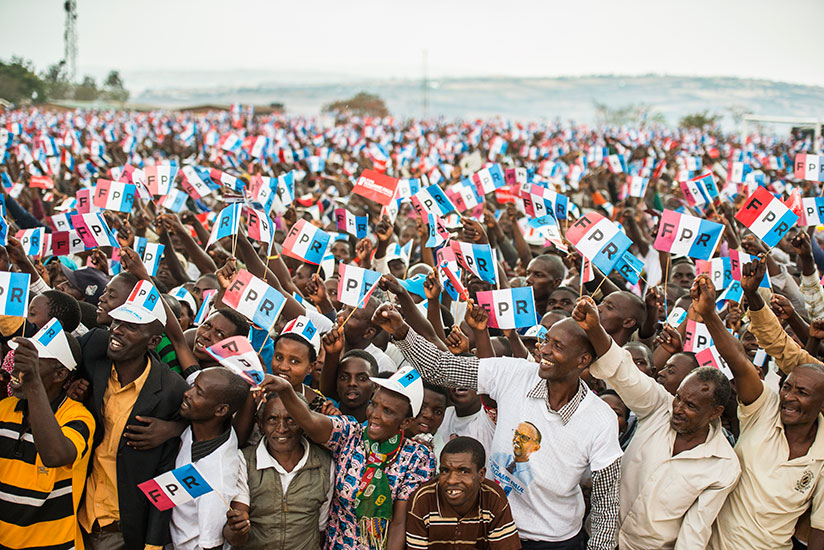 Thousands of supporters (old and young) during RPF-Inkotanyi's presidential candidate Paul Kagame's rally in Nyagatare District on Saturday. / Courtesy