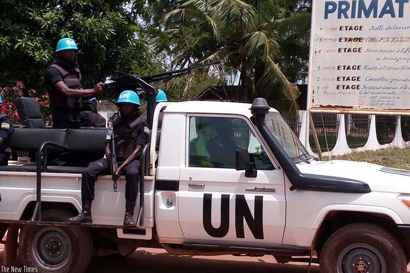 Rwandan Police peacekeepers on patrol in CAR (File)