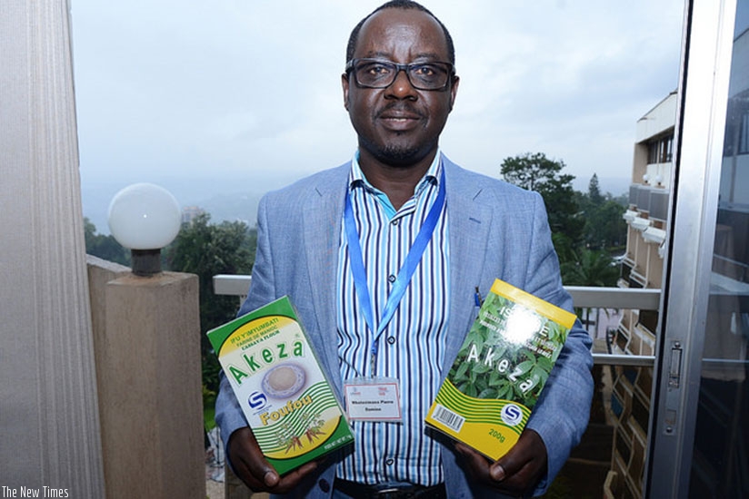 Pierre Damien Mbatezimana, the managing director of Shekina Enterprises, makers of flavoured powdered isombe Akeza. The firm exports the product to the US and other markets. Develo....