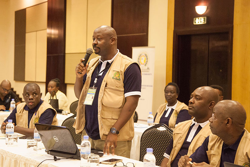 One of the observers makes an intervention during the official launch of the EAC Observer Mission, yesterday. / Nadege Imbabazi