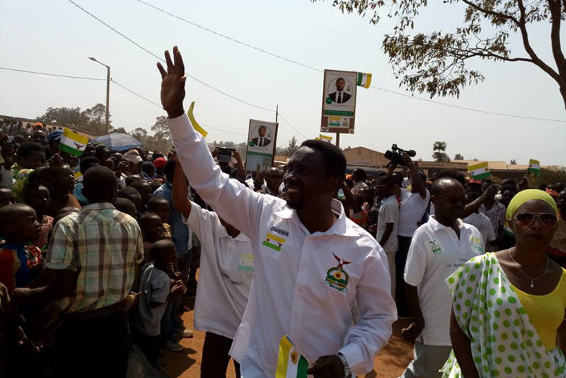 Habineza in Huye where he campaigned yesterday. / Jean d'Amour Mbonyinshuti