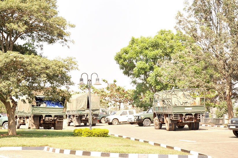 Trucks transport voting materials from NEC headquarters yesterday. Michel Nkurunziza.
