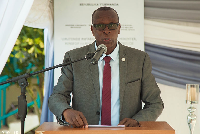 Dr Jean-Damascene Bizimana, the executive secretary of CNLG, speaks during a Genocide commemoration event in Kigali earlier this year. File