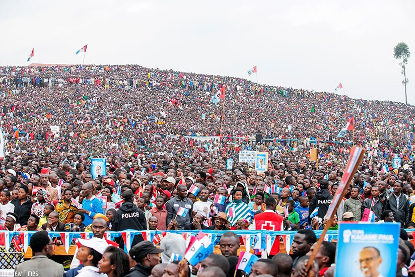 A mammoth crowd received RPF-Inkotanyi's presidential candidate and incumbent President Paul Kagame in Rubavu District on July 26. Courtesy.