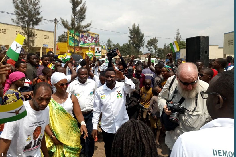 Habineza  arrives in Burera District for his campaign rally. Jean d'Amour Mbonyinshuti.