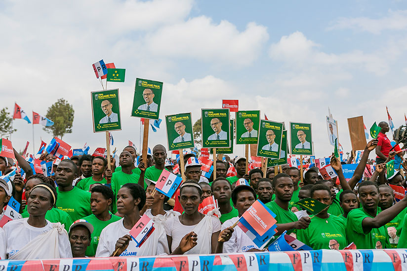 A cross-section of supporters at RPF-Inkotanyi's candidate Kagame's rally in Gicumbi on Tuesday. Courtesy.