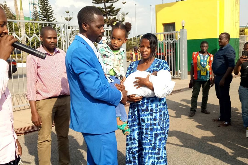 Mpayimana with his family on the final day of the campaigns yesterday. He says his campaign was smooth. James Habimana