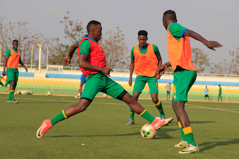 Amavubi players train ahead of today's friendly against Sudan and the weekend clash with Uganda. / Sam Ngendahimana