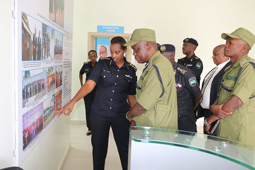 Chief Supt. Lynder Nkuranga (L), the executive director of the Regional Centre of Excellence on Gender-Based Violence and Child Abuse situated at Rwanda National Police, explains t....