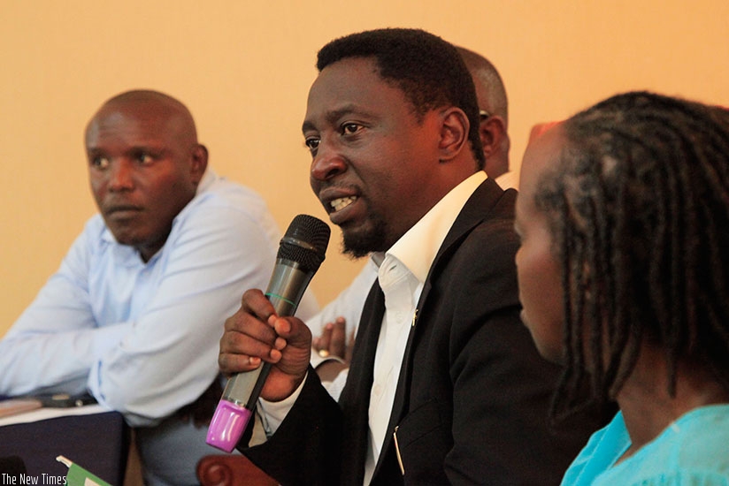 Habineza speaks during a news conference in Kigali . Sam Ngendahimana. 
