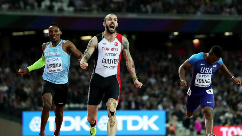 Ramil Guliyev shocks Wayde van Niekerk and Isaac Makwala to win World Championships 200m final. / Internet photo