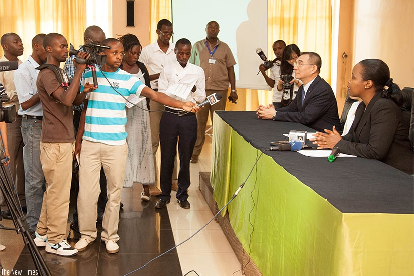 Journalists cover a past event in Kigali. File.