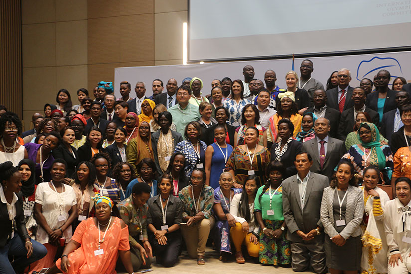 Women Sports Leadership Forum participants pose for a group photo at the end of the three-day meeting. / Courtesy
