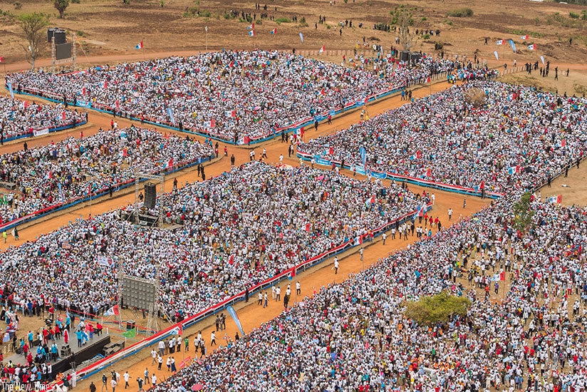 Part of the crowd that attended incumbent President Kagame's final campaign rally at Bumbogo in Gasabo District on the outskirts of the capital Kigali on August 2. The RPF Chairman....