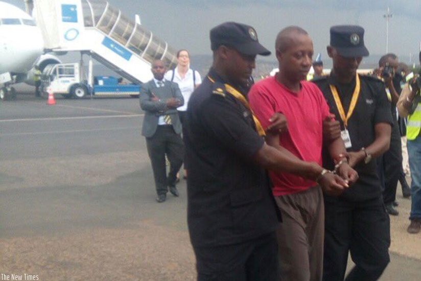 Twagiramungu on arrival at Kigali International Airport. Courtesy. 