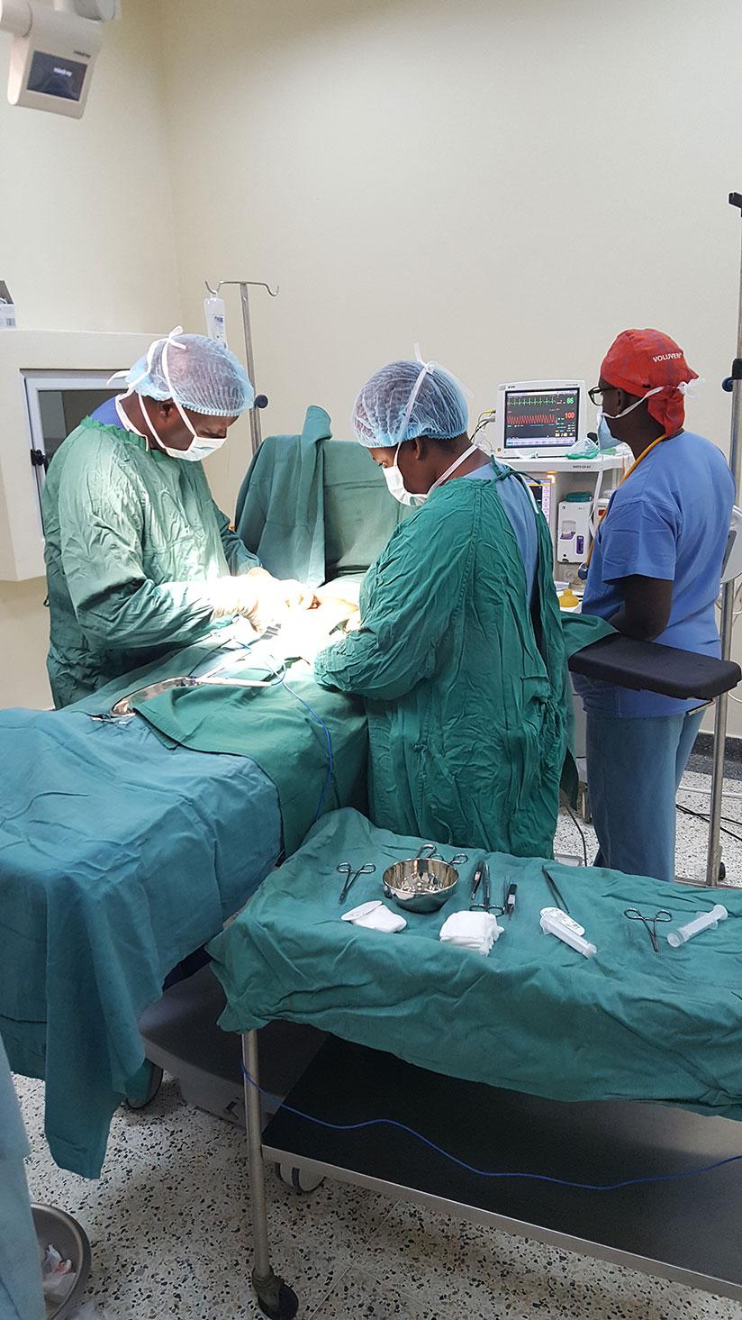 A urologist operating on a baby with undescended testes at Rwanda Military Hospital. / Courtesy photo