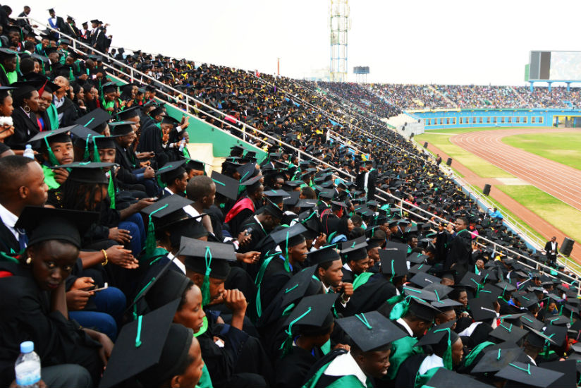 University of Rwanda graduands follow the proceedings of the graduation ceremony held at Amahoro National Stadium. / Sam Ngendahimana