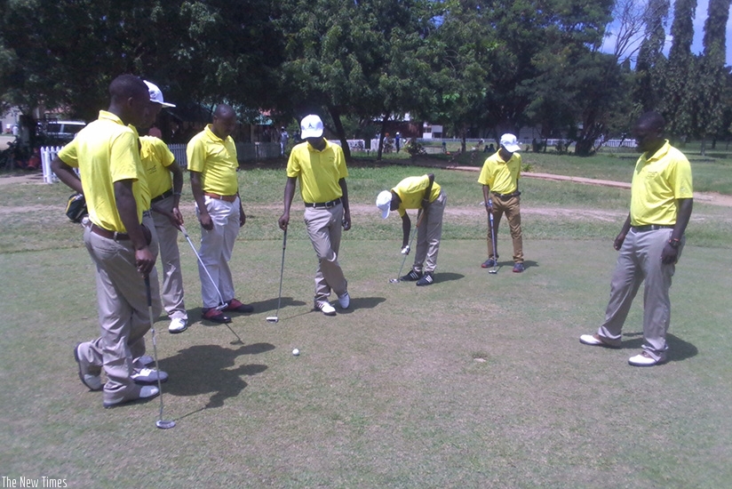 Team Rwanda during a training at Kigali Golf Course recently. rn(Sam Ngendahimana)