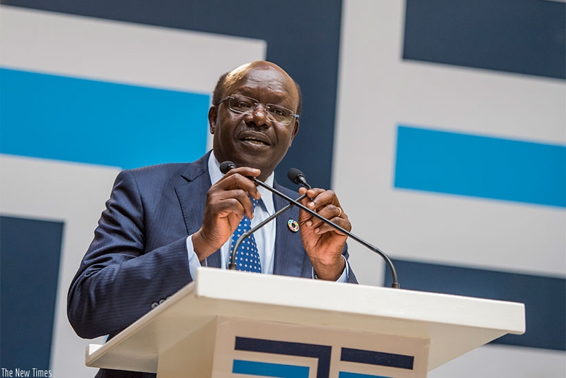 Dr Kituyi addresses the  Annual World Trade Tourism conference in Kigali. Courtesy.