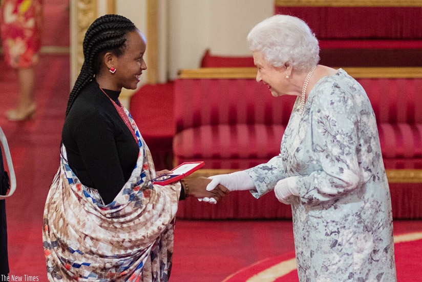  Yvette Ishimwe meets Queen Elizabeth. Left: Ishimwe's project offers authentic innovative solutions to water scarcity. Courtesy photos 