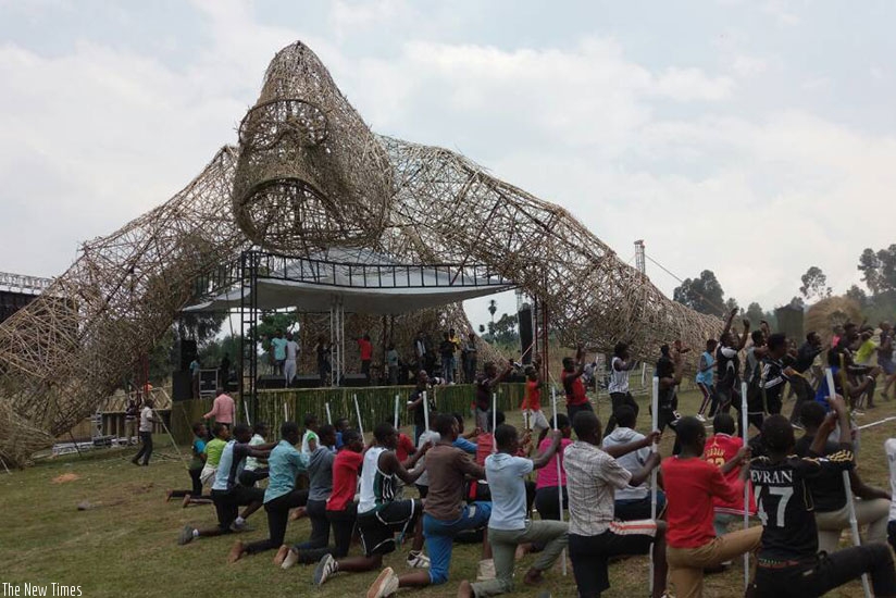 Performers go through final drills on Thursday ahead of the Kwita Izina event to be held Friday. A. Tashobya 