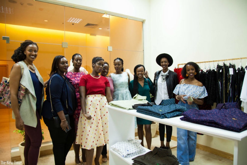 Sonia Mugabo with friends and clients in her new store at Marriott.