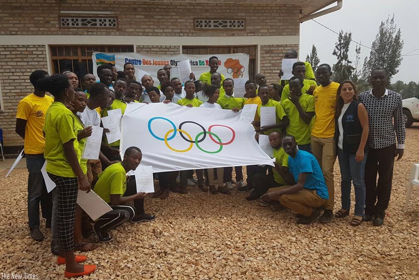 Participants pose for a group photo after completing a four-day training at Centre des Jeunes Olympafrica de Nyanza in Nyanza district. D. Sikubwabo