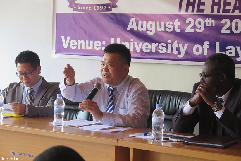 Dr Li Zhanbin, the Vice Chancellor of Chinese Academy of Sciences speaking at the symposium-Eddie Nsabimana