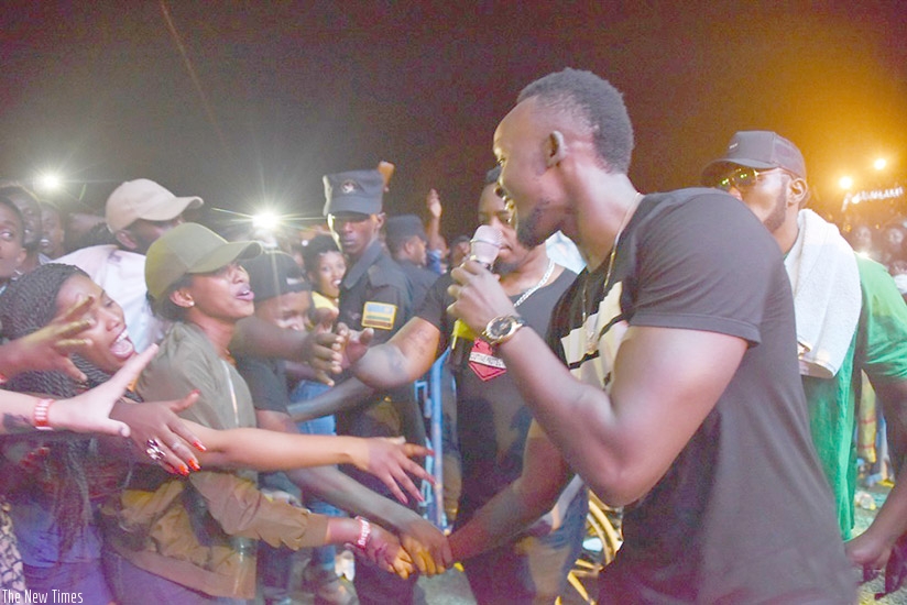 U.S. based Rwandan artiste Meddy performing at this year's Mutzig Beer Fest.File