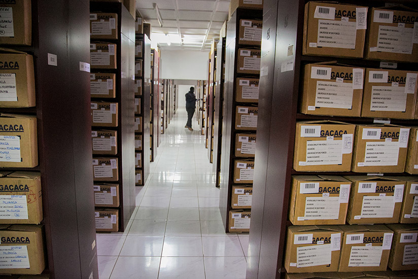 Some of the Gacaca files which are being digitised. File