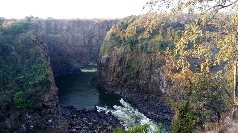 The Victoria Falls at their lowest water levels. / Gashegu Muramira