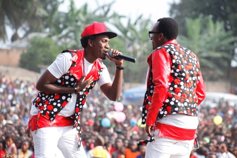 R&B duo of TMC (L) and Platini perform at a recent concert. File.