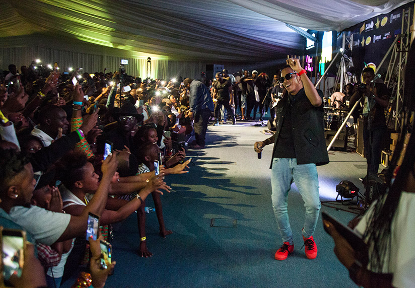 Tekno Miles slim's performance got the audience in the Akagera Hall on its feet. / Nadege Imbabazi