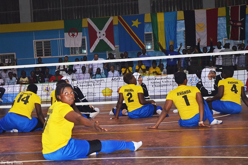 National sitting volleyball  team during a past match. (Sam Ngendahimana)