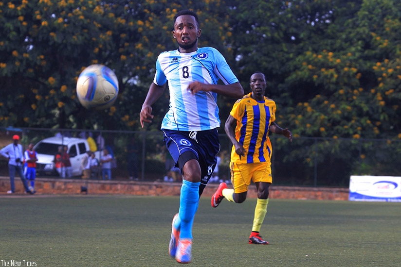 Police FC striker Justin Mico seen in action before he picked up an injury last month. (Sam Ngendahimana)