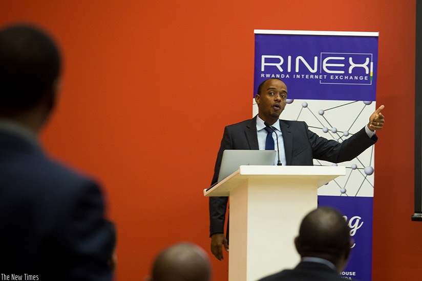 Nkeramugaba speaks during the meeting in Kigali on Wednesday. (Timothy Kisambira)