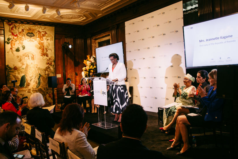 First Lady Jeannette Kagame speaking at the Global Hope Coalition event which was held on the margins of the 72nd United Nations General Assembly (UNGA). / Courtesy