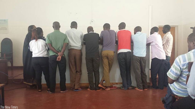 Suspects before the Nyarugenge Intermediate Court in Nyamirambo (Elisee Mpirwa)