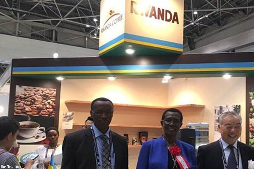 Gatarayiha (third, right) says the expo presents the country huge opportunities to expand its specialty coffee market.  / Courtesy.